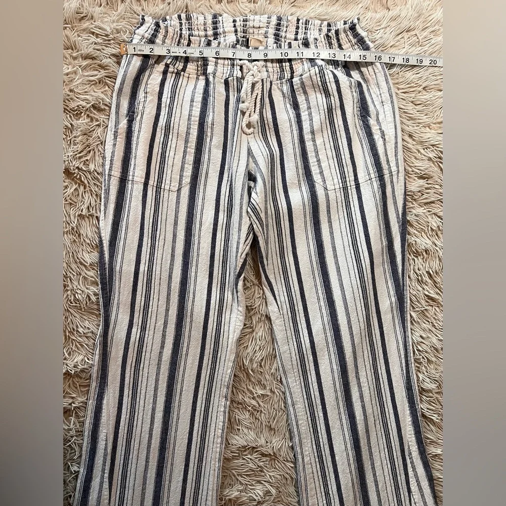 Roxy Blue & White Oceanside Stripe Flare Beach Linen Blend, XL - Picture 2 of 14